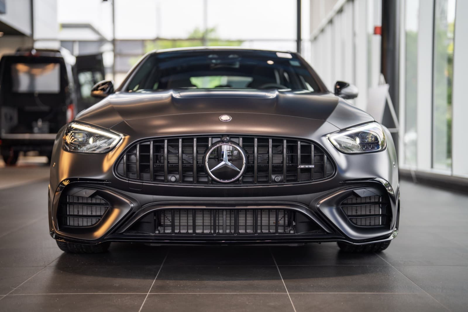 Matte grey Mercedes-AMG front view